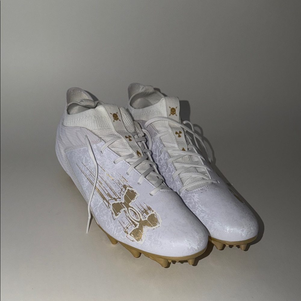 Under Armour White and Green Athletic Cleats